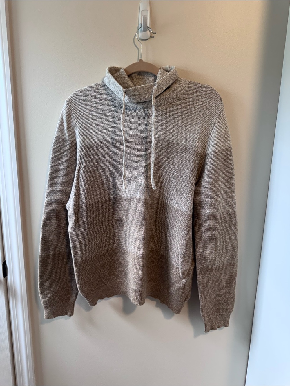 Express Men's Taupe Gradient Cowl Neck Sweater